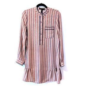 BCBGMaxazria Mandarin Collar Printed Shift Dress